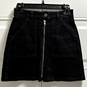 Madewell Utility Black Denim Zip Up Mini Skirt Size 23